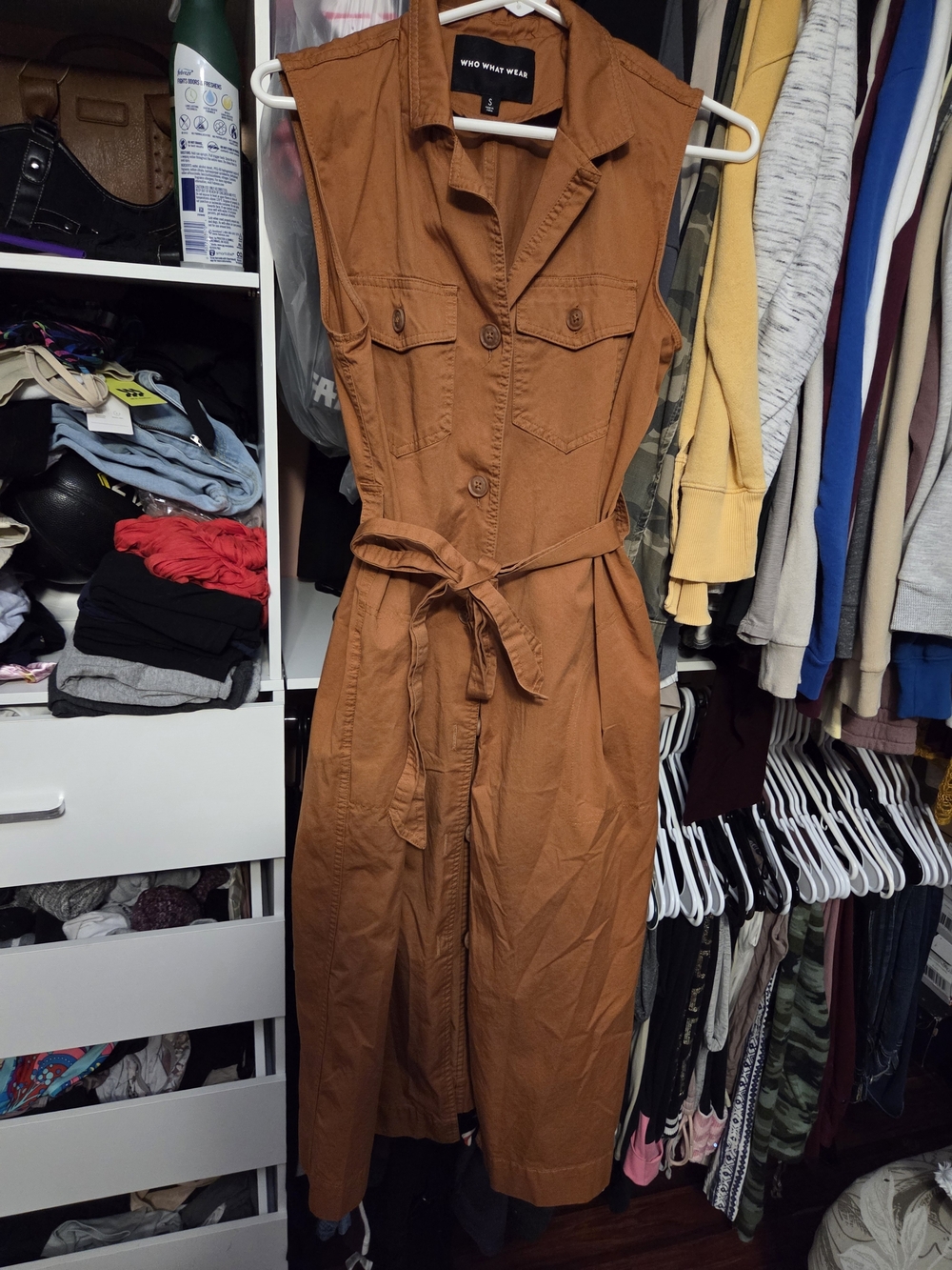 Who What Wear Rust-Tone Sleeveless Utility Dress